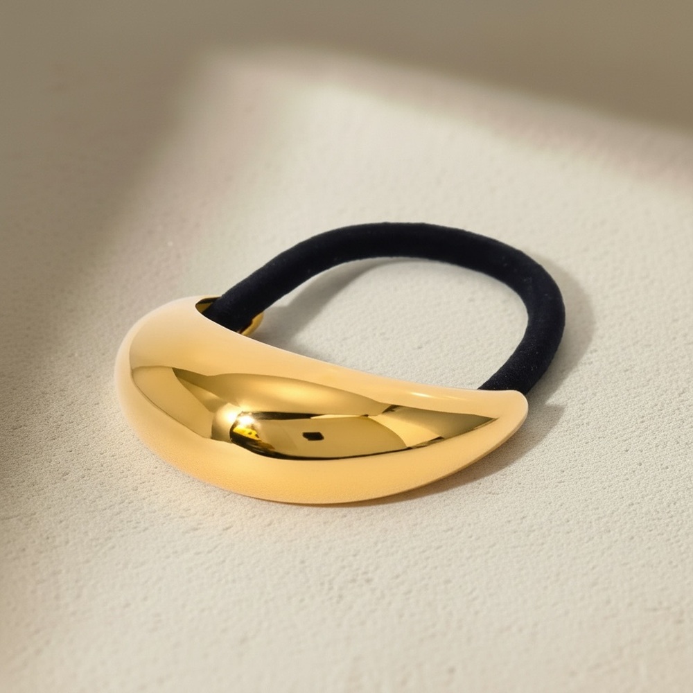 18K Gold Plated Sculptural Hair Cuff Minimal Modern Ponytail Holder